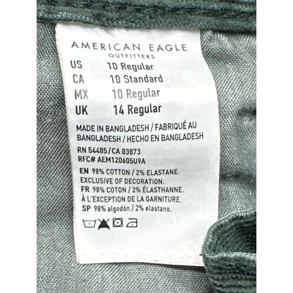 American Eagle Women's Green Corduroy Mom Jeans Super Stretch‎ Size 10 Regular - Picture 5 of 6